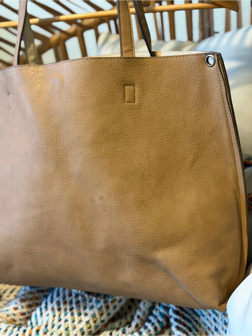 Free People Slouchy Vegan Tote Bag NWT Beige Tan
